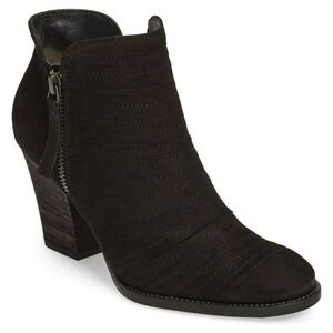 PAUL GREEN Malibu Sliced Zip Chunky Black Nubuck Sisal Ankle Bootie‎ - Size 6